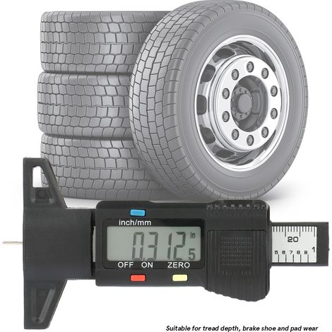 Jauge de profondeur de sculpture numérique pour pneus, testeur de bande de roulement avec écran LCD (1/5)