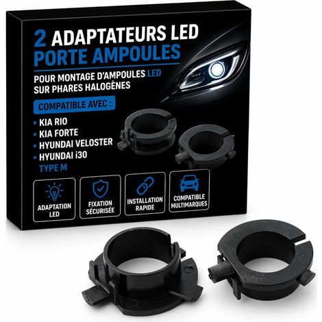 2 Adaptateurs LED Porte Ampoules Kia Rio, Forte / Hyundai Veloster i30 - Type M (1/5)