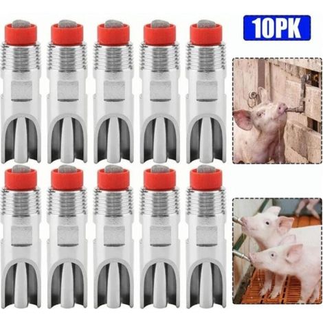 Abreuvoirs pour cochons - Acier inoxydable - Économie d'eau - Anti-éclaboussures - Lot de 10 - Adaptés à une utilisation extérieure (1/4)