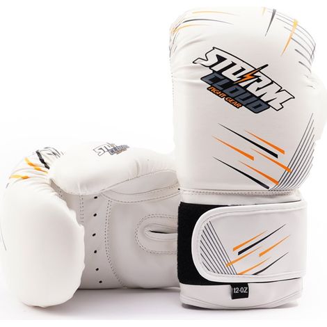 Guantes de boxeo StormCloud StarFall blancos y amarillos de 16 oz (1/5)