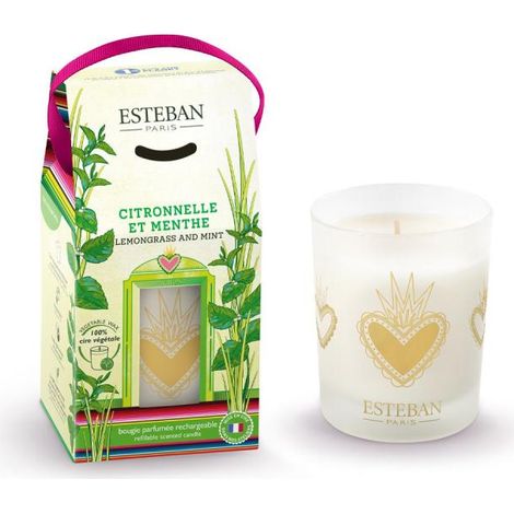 Esteban - Bougie parfumée Citronnelle & Menthe rechargeable 180g (1/4)