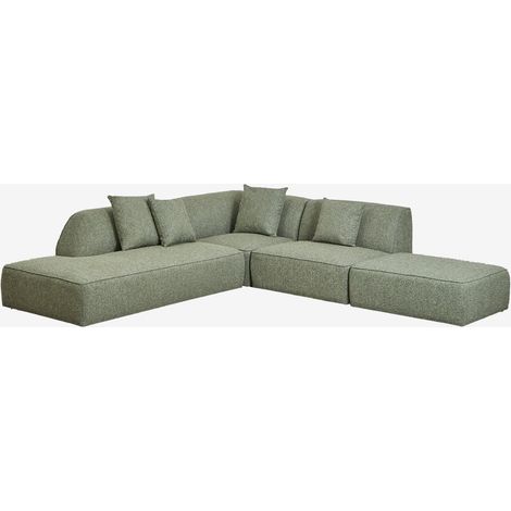 Divano angolare componibile Cardea 3 pezzi con chaise longue sinistra e pouf imbottito SKLUM            