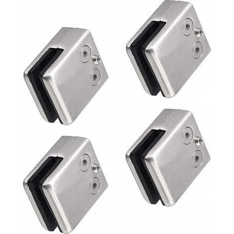 [NON UTILIZZATO] Confezione da 4 (10-12 mm quadrati) morsetti per vetro in acciaio inossidabile 304 - Supporto per vetro quadrato - Supporto per vetro piatto regolabile per balaustra per scale - Corri
