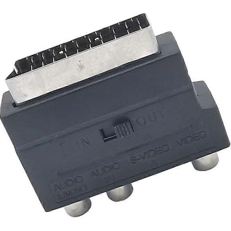 Adaptateur SCART vers 3RCA femelle avec connecteur mâle 21 broches et bouton marche/arrêt (1/4)