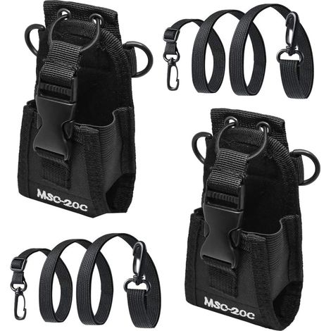 2 PCS Étui Radio Tactique en Nylon Housse Porte Radio Police Pochette Talkie Walkie Support Talkie Walkie Épaule Housse Radio Ceinture pour GPS Interphone Portable, 13.5 8 4.5cm, Noir (1/5)