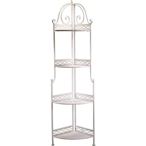 Portapiante ad Angolo 4 ripiani 49x33xh166 cm in Metallo Aprilia Bianco