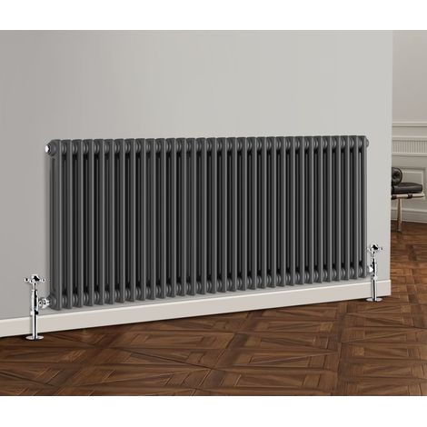 NRG Traditional Cast Iron Style Radiator Horizontal 2 Column Anthracite 600 x 1460mm