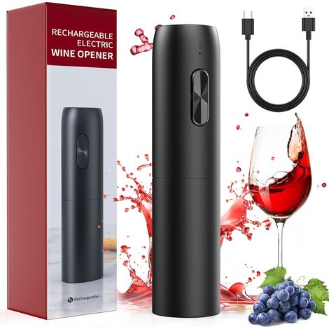 Tire-bouchon électrique rechargeable, ouvre-bouteille électrique, cadeau pour hommes et femmes avec câble de chargement USB (1/5)