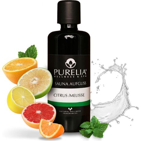 PURELIA Saunaaufguss Konzentrat Zitrus-Melisse 100 ml natürlicher Sauna-aufguss - reine ätherische Ö (1/5)