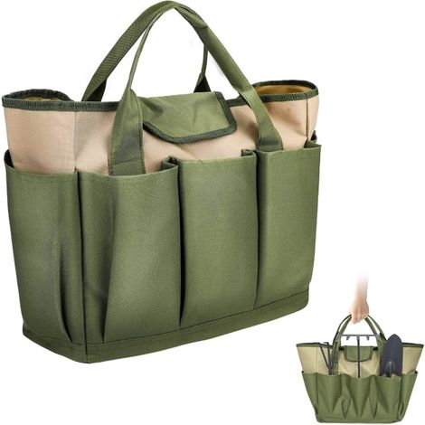 Sac de jardin compact multifonctionnel, sac de transport pour jardinage, grand format, matériau résistant, usage extérieur, idéal pour la récolte et le rangement.