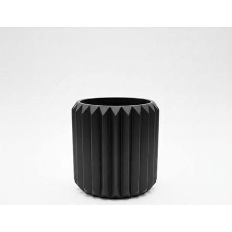 Vaso da fiori moderno, triangolare, nero e scanalato, per piante.
