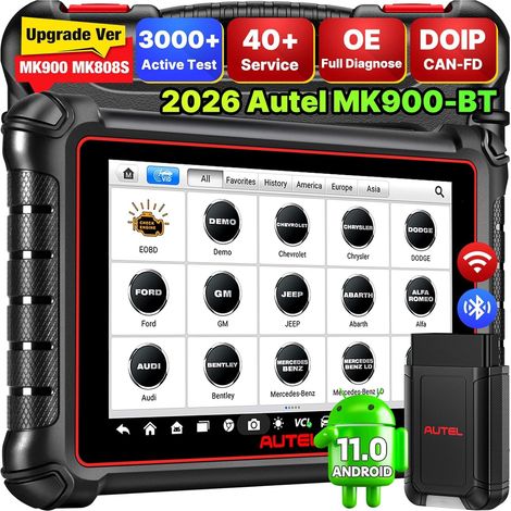 MaxiCOM MK900BT Car Diagnostic Tool: 2026 V2.0 OBD2 Bidirectional Diagnostic, Wireless Version for MK900 MK808S MK808BT MX808S MK808Z, 40+ Services, 3000+ Active Tests, DOIP CANFD, All Systems, OS 11 (1/5)