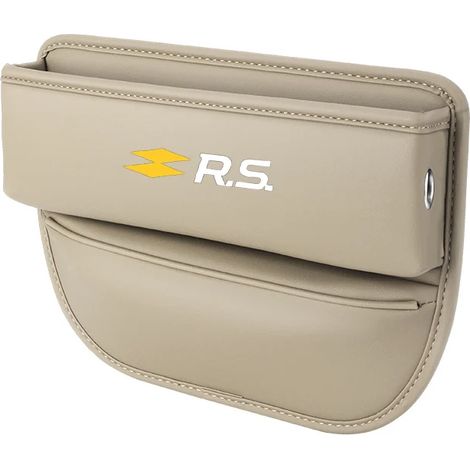 Boîte de rangement beige pour l'espace entre les sièges auto Renault RS Line, Clio, Megane, Logan, Scenic, Koleos, Sandero, Arkana - Accessoires intérieurs en cuir (1/5)