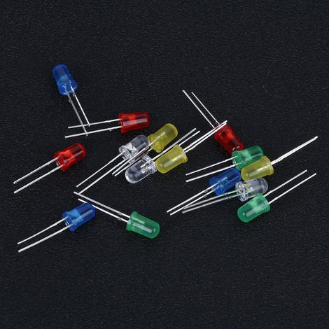 Lot de 500 diodes LED en plastique anticorrosion de 5 mm, bleu, vert, jaune, blanc, rouge. (1/5)
