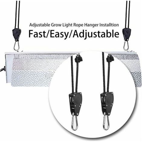 Poulie À Cliquet - Corde Réglable 200 Cm - Pour Luminaire Réflecteur Filtre - Lot De 4 (1/4)