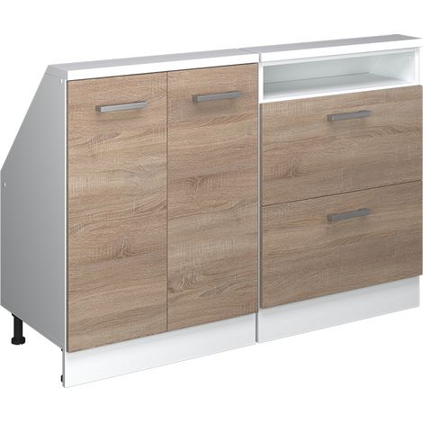 Dachschrägenschrank-Set Rion, Sonoma/Weiß, 2er Set, Vicco