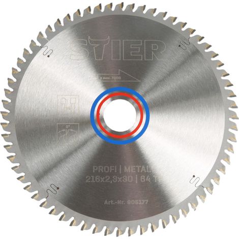 Lame de scie circulaire STIER Profi, métal, 216x2, 3x30 64TF, angle de coupe 0°