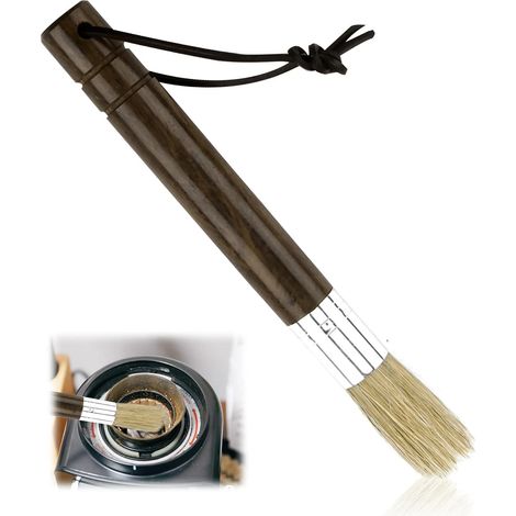 Accessoire pour moulin à café en bois, avec manche en bois et brosse de nettoyage, pour doser, nettoyer ou entretenir le café expresso.-AquaForge (1/5)