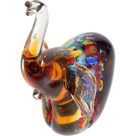 Figurine d'Éléphant en Verre Coloré Petite Taille Décoration Artisanale de Table Ornement de Bureau Stable et Lisse Statue d'Éléphant Décorative Compacte pour Maison et Bureau (1/5)
