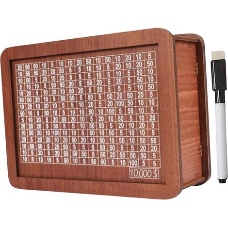 Tirelire en bois avec billets et chiffres, coffret de rangement portable, tirelire pour adultes et enfants