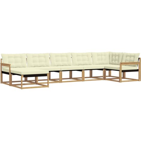Conjunto de sofás de exterior 7 uds. Blanco y Crema vidaXL (1/5)
