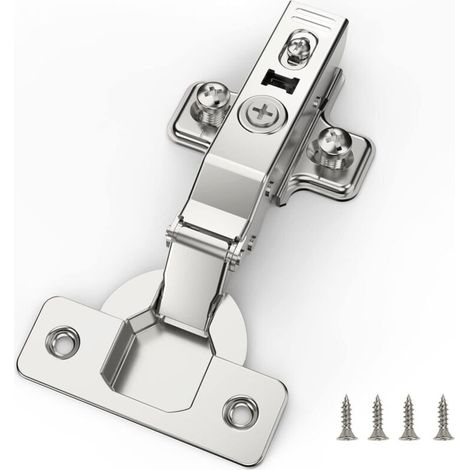 Furniware 2 pièces Recouvrante Charnière Porte Placard, angle d'ouverture 110 ° avec ressort hydraulique Charnières d'armoire de cuisine à fermeture douce parfaite, distance du trou 45 mm (1/5)