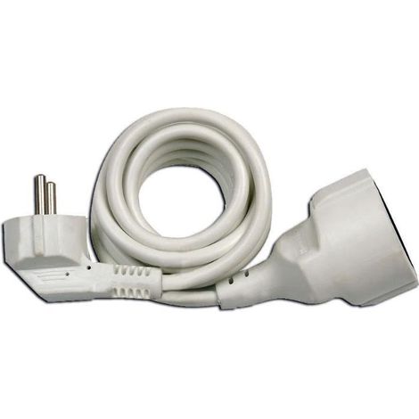 Prolongador con 1 toma, 16a 250v, ip20, cable h05vv-f 3g1,5 mm², 3 m, blanco