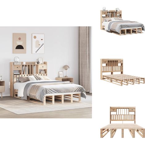 Lit bibliothèque sans matelas 135x190 cm bois de pin massif - Lit Bibliothèque - Lits Bibliothèque - Lit - Lit Double (1/5)