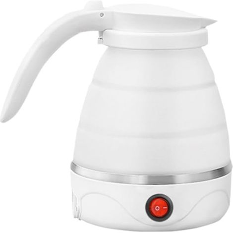 Bouilloire de voyage pliable - Silicone - Portable - Ébullition rapide - Théière électrique - Cordon d'alimentation détachable 220 V - Blanche (1/5)