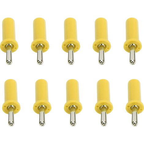 Lot de 10 fiches banane 4mm fente croisée, connecteurs laiton doré à souder pour câble enceinte, jaune (1/5)