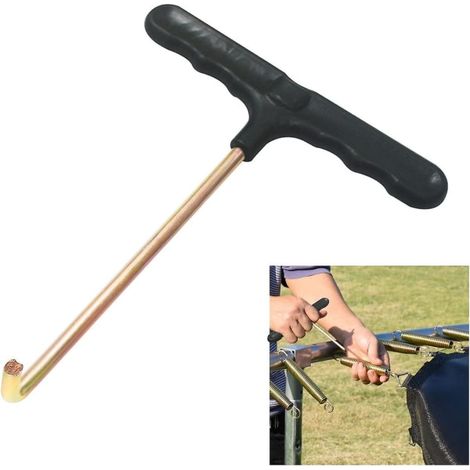 Outil de remplacement de ressorts de trampoline, crochet en T avec poignée, kit d'installation pour ressorts, outil de traction à main, accessoire de montage pour trampoline, crochet robuste, lot de r (1/5)