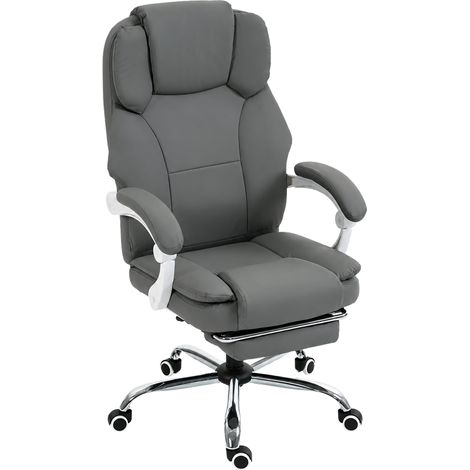 Chaise bureau en cuir synthétique adapté aux animaux. hauteur réglable gris. facile à nettoyer après les griffures. résiste aux poils pour les propriétaires d'animaux (1/5)
