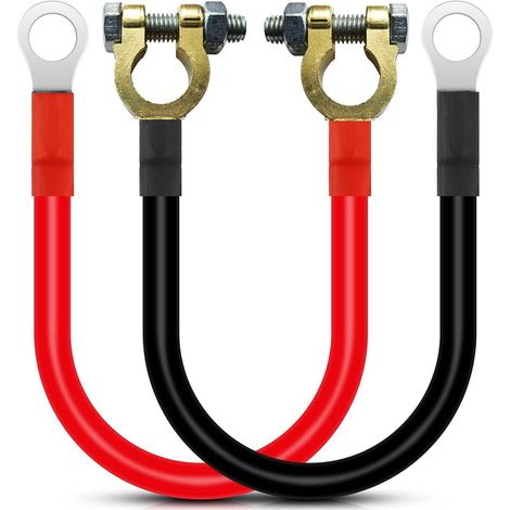 Câble Onduleur de Batterie 30cm avec Connecteurs de Bornes de Batterie 12V-24V 25mm² 3AWG (Max 125A) Câble de Batterie Rouge et Noir pour Camion, Moto, Solaire, Camping-Car, Marine (1/5)