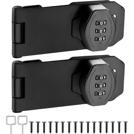 Serrure à Combinaison de Meubles,Loquet Sans Clé,Serrure de Code de Porte Armoire,Serrure à Combinaison à 3 Chiffres Verrou de Porte à Code pour Armoire Boite Aux Lettres Hangars Tiroir,2PCS Noir