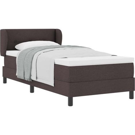 Matelas à ressorts, avec matelas, marron foncé, 80 x 200 cm, revêtement en tissu. (1/5)