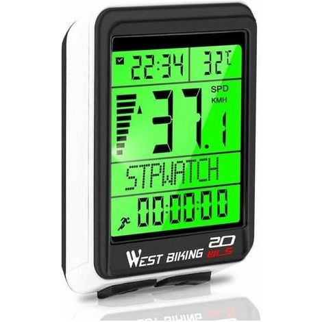 Compteur de vélo Compteur kilométrique Sans fil Étanche Grand écran LCD 5 Options de langue Compteur de cycle Multifonction (1/5)