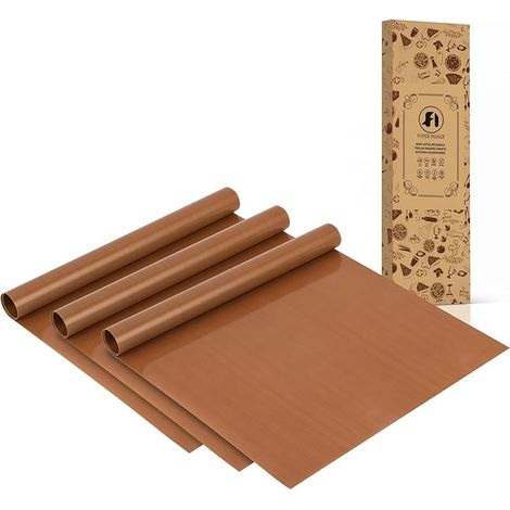 Feuilles de Papier Sulfurisé Réutilisable en Téflon - Lot 3 Tapis de Cuisson Sans BPA -Papiers de Cuisson Résistant à la Chaleur,Découpable,Compatible Lave-Vaisselle, 30 x 40 cm (1/5)
