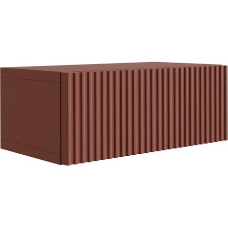 Table de chevet suspendue avec tiroir – façade rainurée, Couleur : rouge brique, 40 x 20 x 16 cm (1/5)