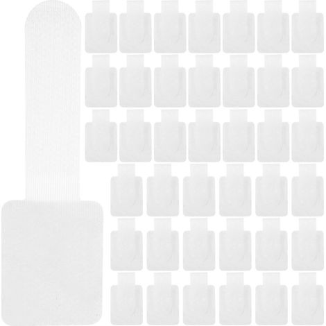 40 attaches auto-agrippantes pour la gestion des câbles-9X2.8X0.1CM-White (1/4)