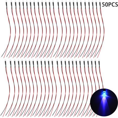 12-V-LED mit Verdrahtungsset, 3 mm runder Kopf, violette Leuchtperlen (1/5)