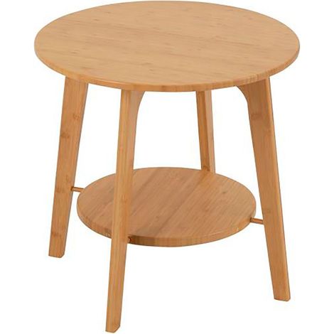 Table d'appoint ronde 2 niveaux 50 cm en bambou naturel - GORLEA (1/4)