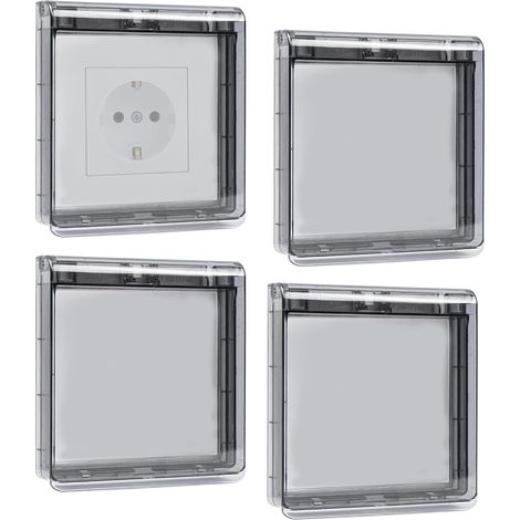 Wand-Schalterabdeckung, Typ 86 Reversible Wandsteckdosenabdeckung Wasserdicht, Ultra-Dünn Ohne Bohren Steckdosenabdeckung für Badezimmer, Schlafzimmer, Küche, Außenbereich, 4 Stück