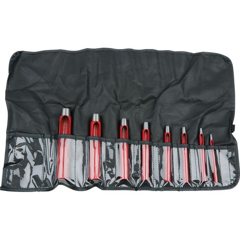 Kstools Juego de 8 punzones redondos rojo DIN 7200