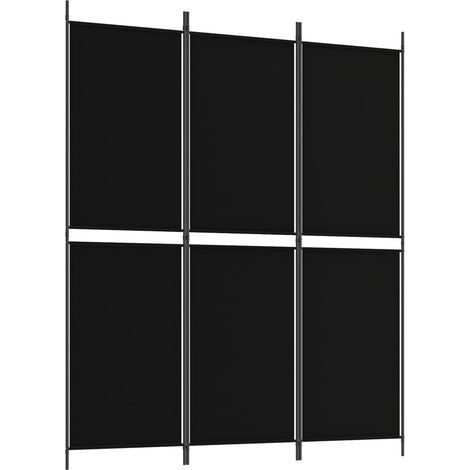 3-Panel Room Divider Black 150x180 cm Fabric vidaXL