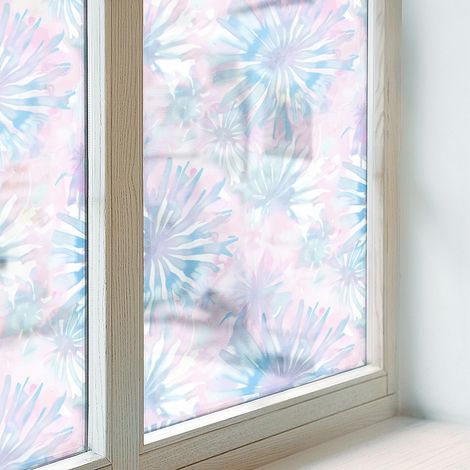 Sichtschutzfolie 200x100 cm Dekorativ Selbstklebend Blickdicht PVC Folie für Schlafzimmer Milchglas Sichtschutz Fenster Dekorfolie Blumen-Aquarelle