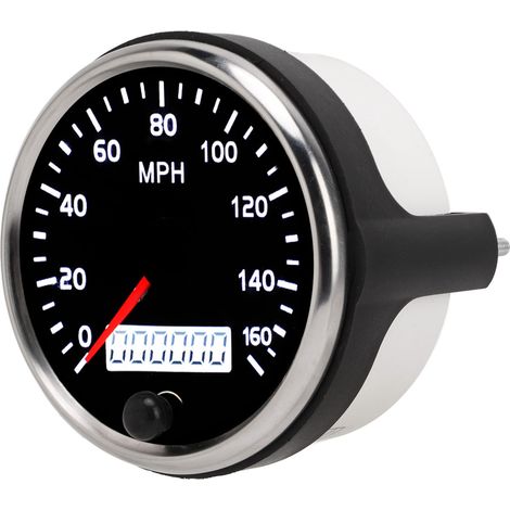 Compteur de vitesse 3.3in 12V/24V 0-160MPH Jauge LCD avec rétroéclairage blanc ambre pour voiture camion bateau (1/5)