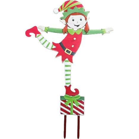Nol elfe jardin pieu Nol métal gnome cour pieu en fer forgé elfe ornement cour signes décor extérieur vacances décoration (1/5)