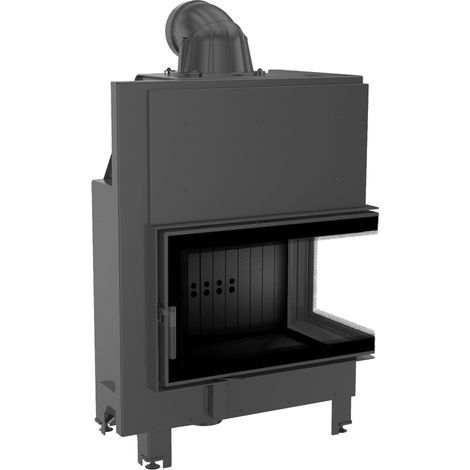 Kamineinsatz aus Stahl KRATKI MBO rechts 15 kW Ø 200 gebogenes Glas schwarz Verkleidung (1/5)