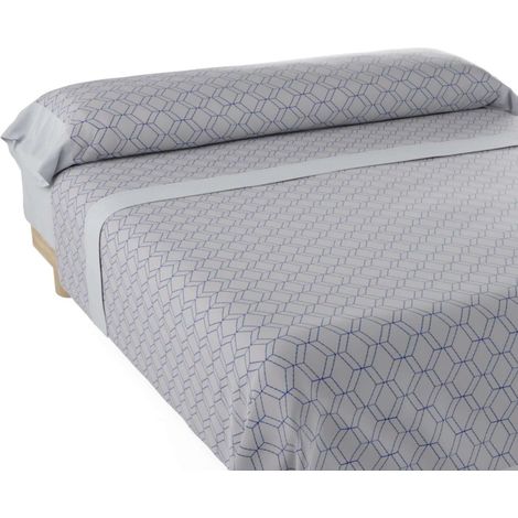 Ensemble de draps bleu Nalui  Tissu en polycoton, lavable à 30º et facile à repasser.