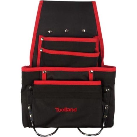 Werkzeug-Gürteltasche, 10 Fächer, 2 Schlaufen, Nylon, Schwarz/Rot (1/2)